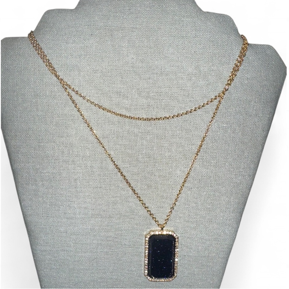 Kate Spade Night Sky Jewels Blue Pendant Necklace 32” Long Gold Chain